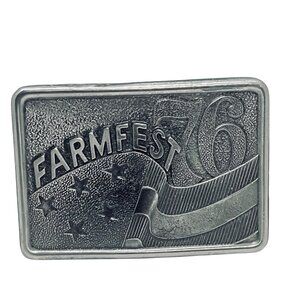 VTG 1976 Lewis Buckles Farmfest LE Silver Tone Bicentennial Belt Buckle (5785)